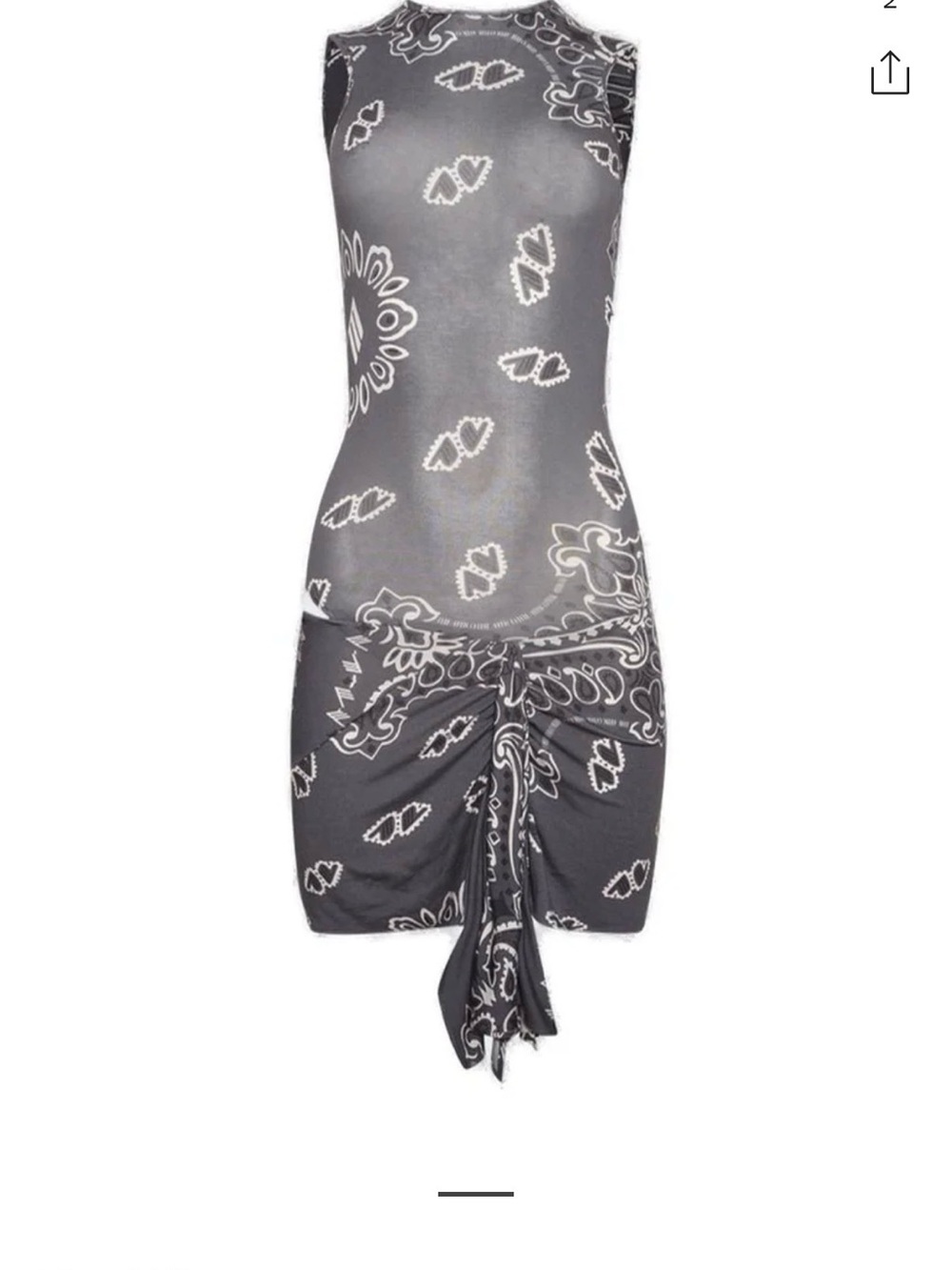 The Attico Grey & White Bandana-Print Sleeveless Mini Dress